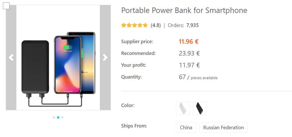 dropshipping batterie externe smartphone
