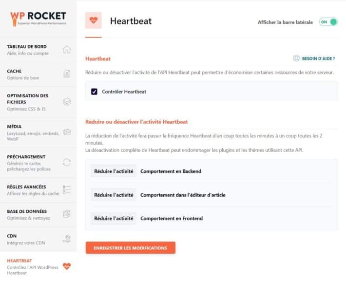 Gestion HeartBeat avec WP Rocket