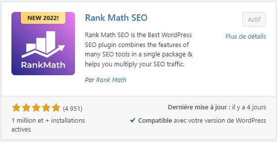Rank Math SEO extension WordPress