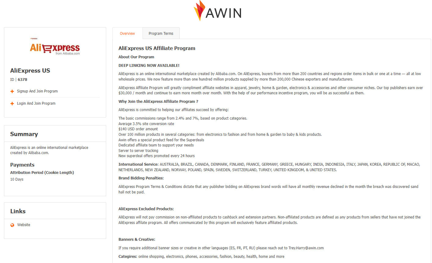 AliExpress Affiliation avec Awin