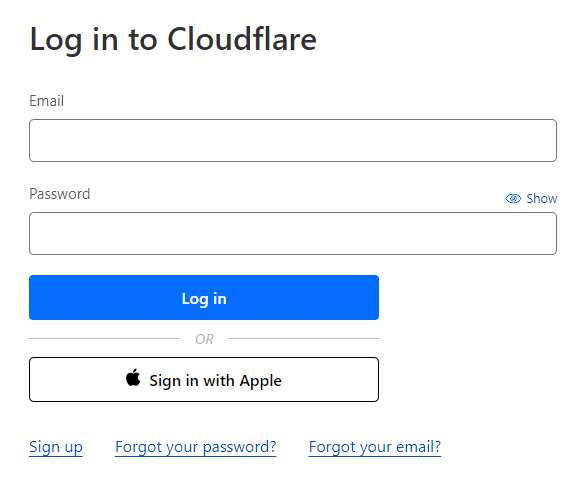 Connexion à Cloudflare
