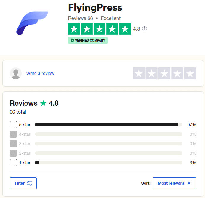 FlyingPress avis Trustpilot