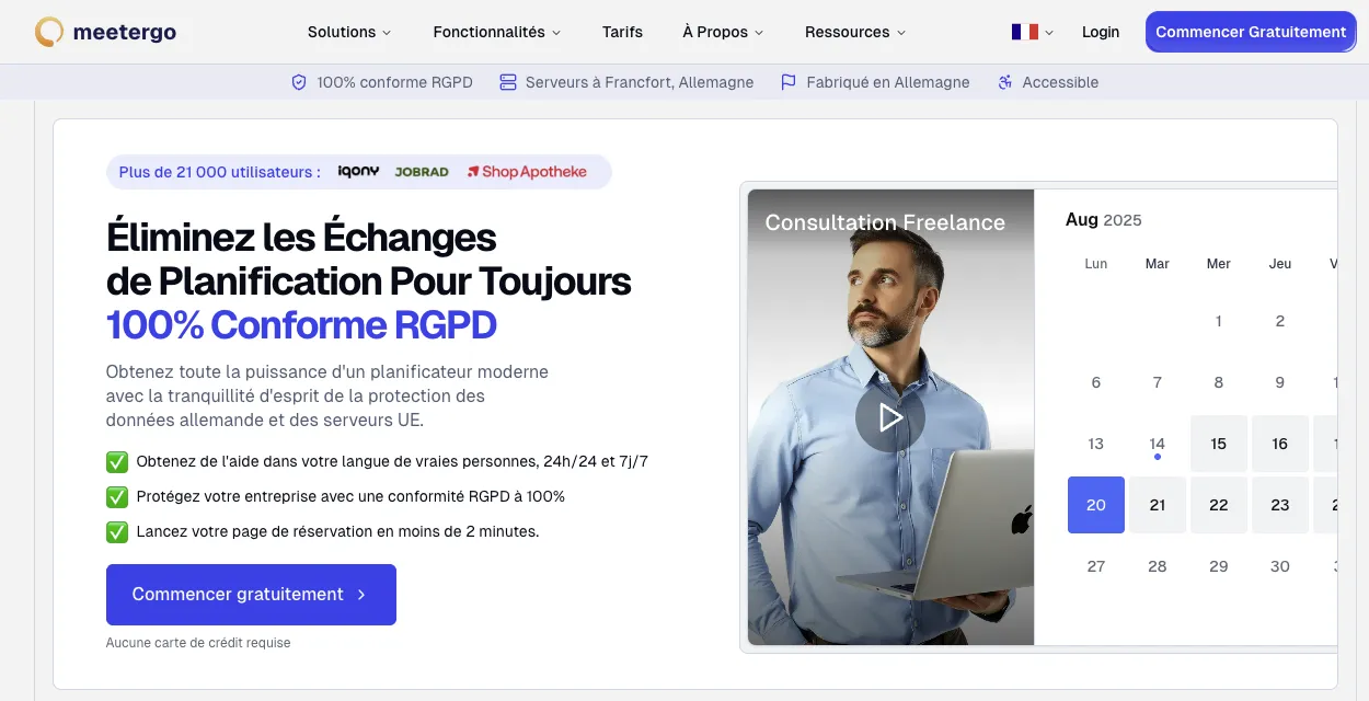 Prise de rendez-vous en ligne Meetergo