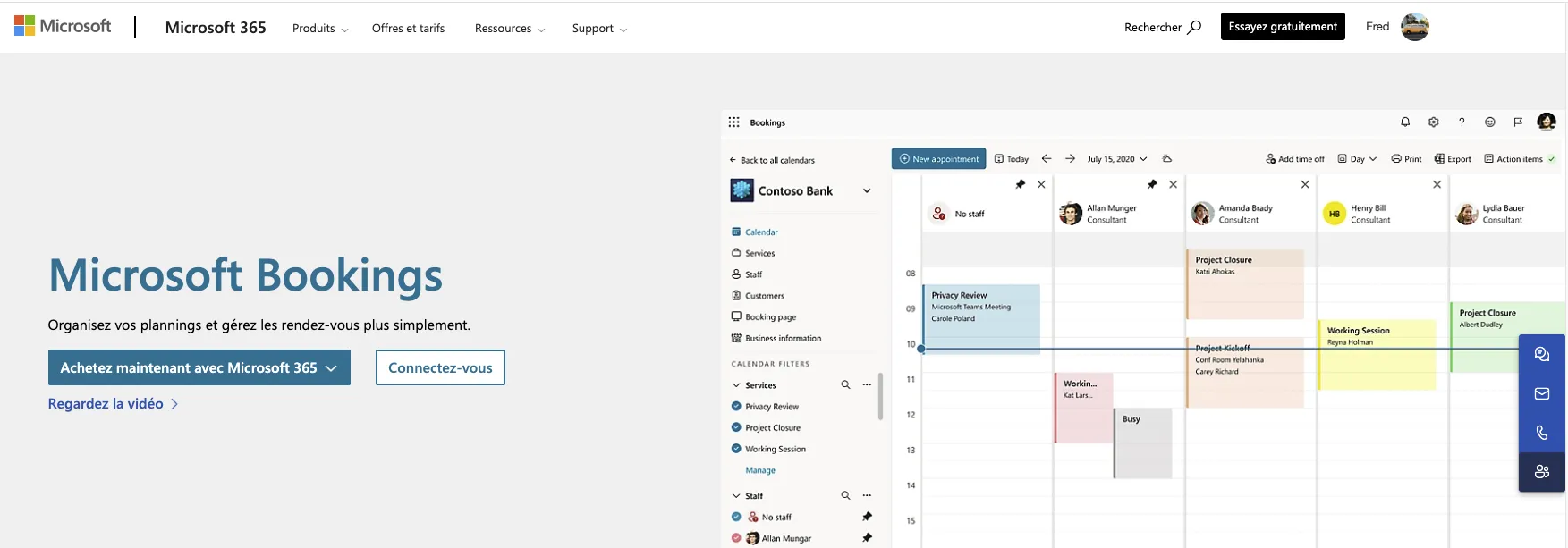 Prise de rendez-vous en ligne Microsoft Bookings