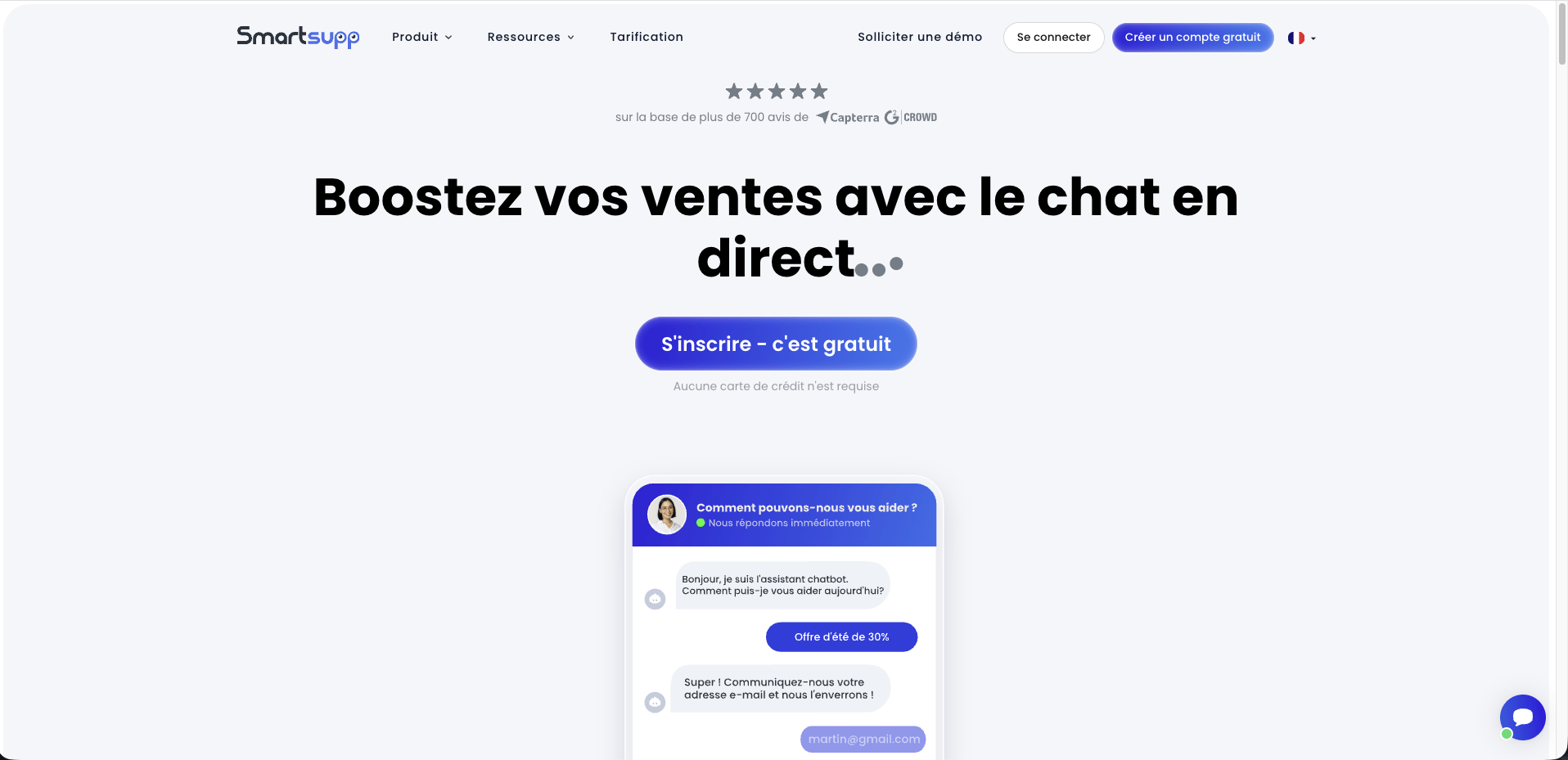 Logiciel de live chat Smartsupp