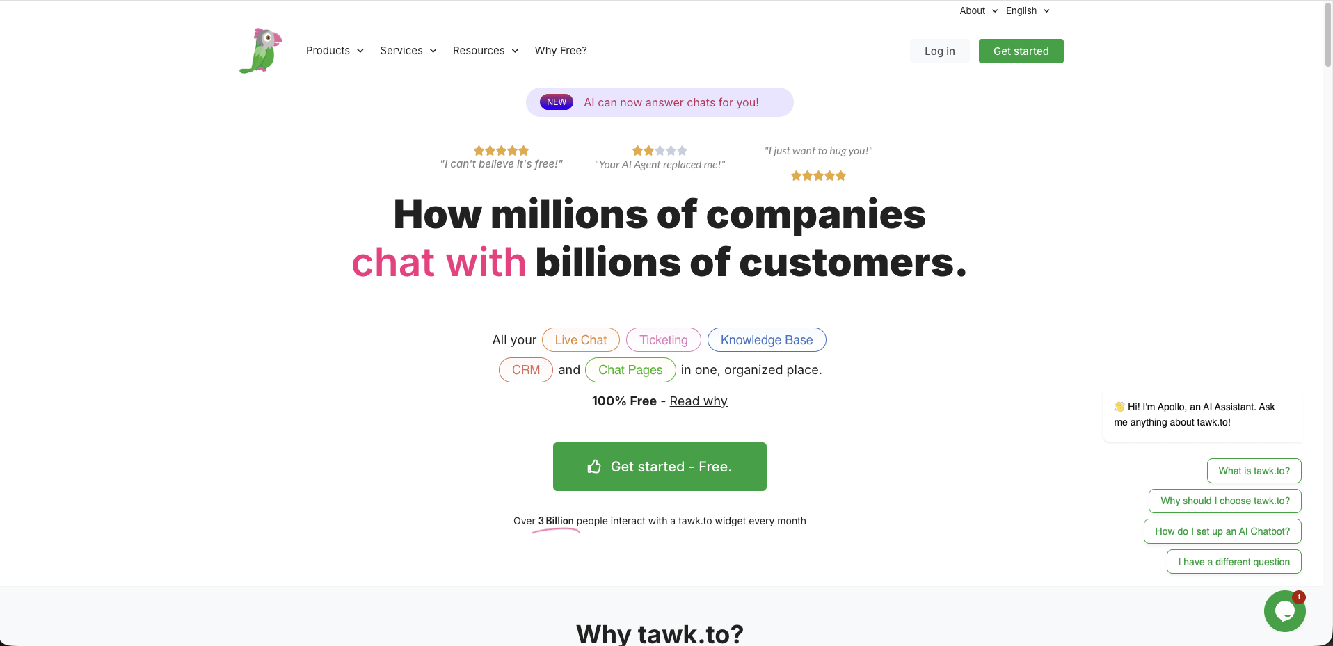 Logiciel de live chat tawk.to