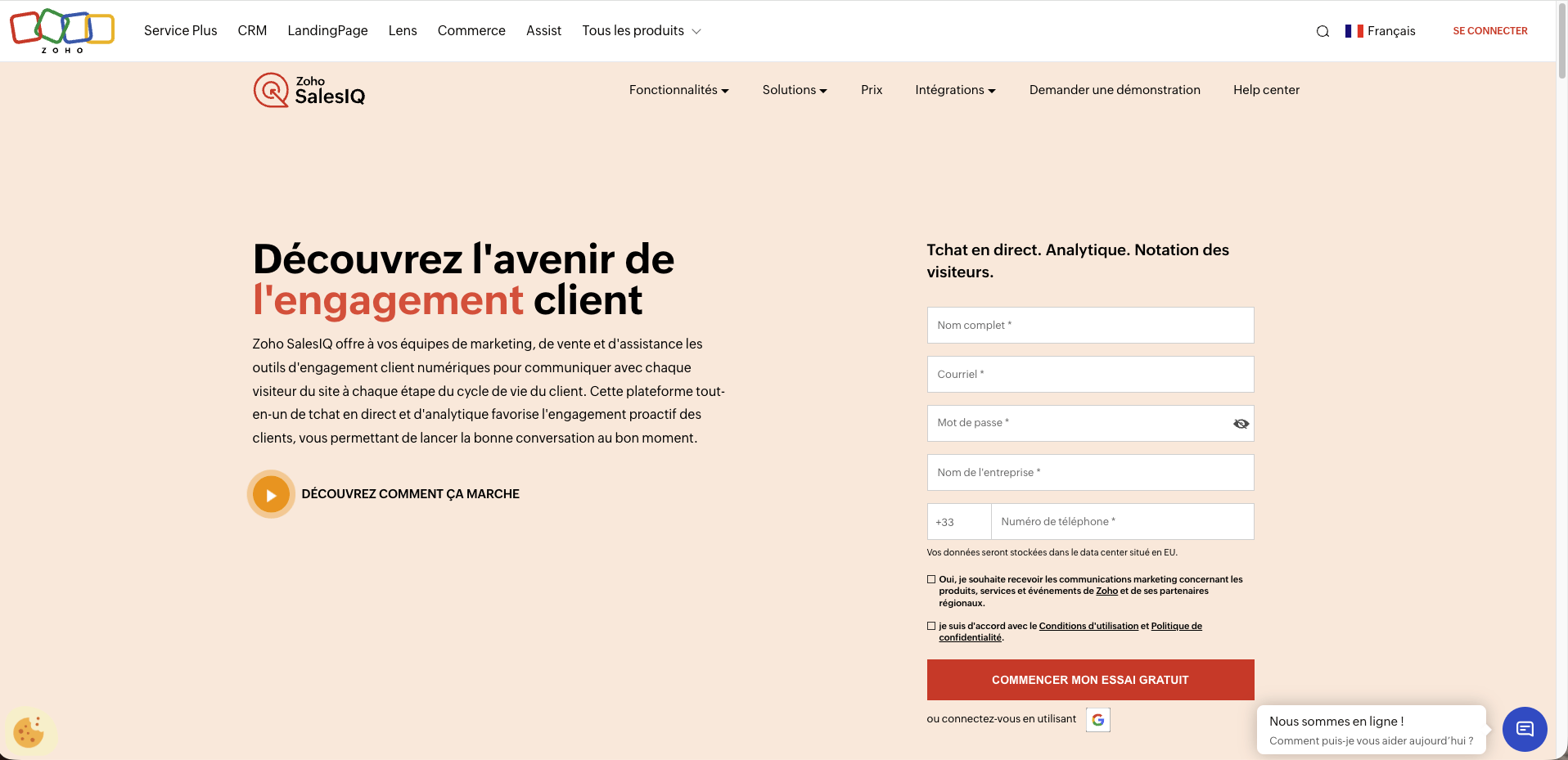 Logiciel de live chat Zoho SalesIQ