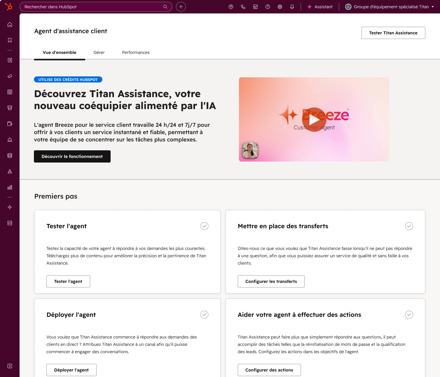 HubSpot Marketing Hub - Agent d'assistance client avec Breeze