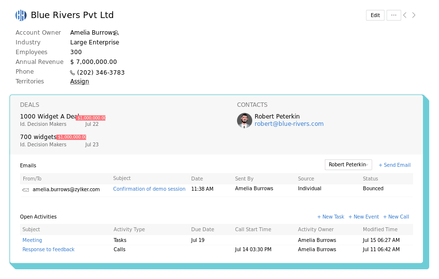 Zoho CRM - Gestion des comptes et transactions