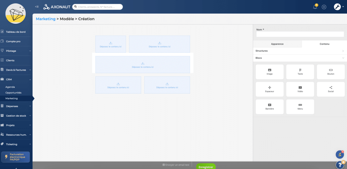 Module Marketing Axonaut : emailing et SMS
