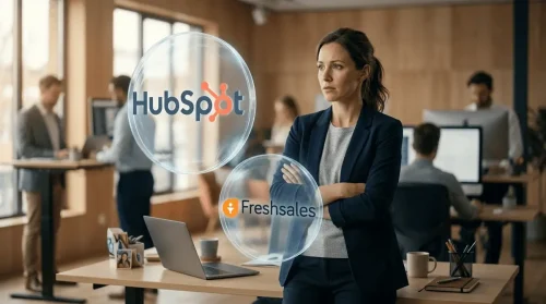 Responsable des ventes réalisant un comparatif entre HubSpot et Freshsales