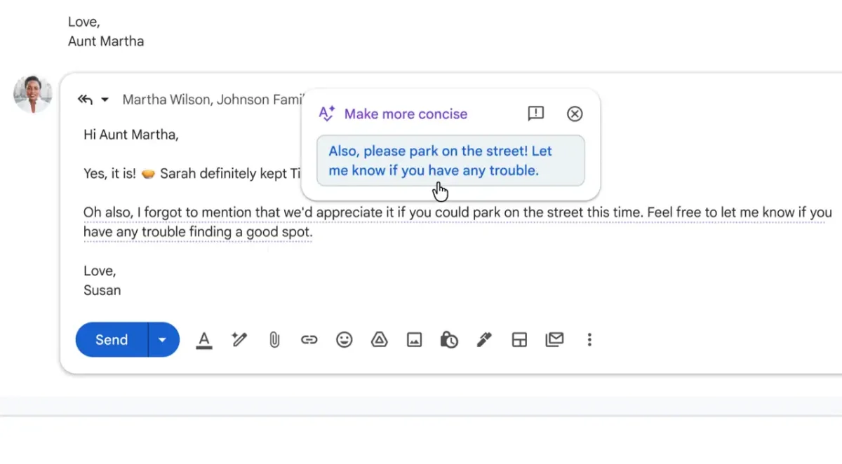 Assistant rédaction IA Gemini dans Gmail