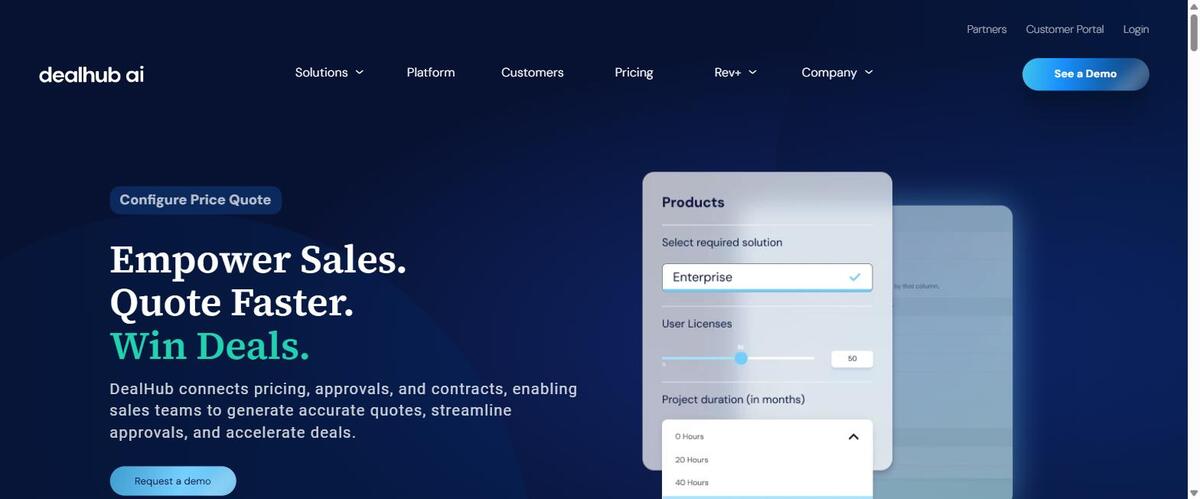 CPQ DealHub avec configurateur de devis et vente guidée