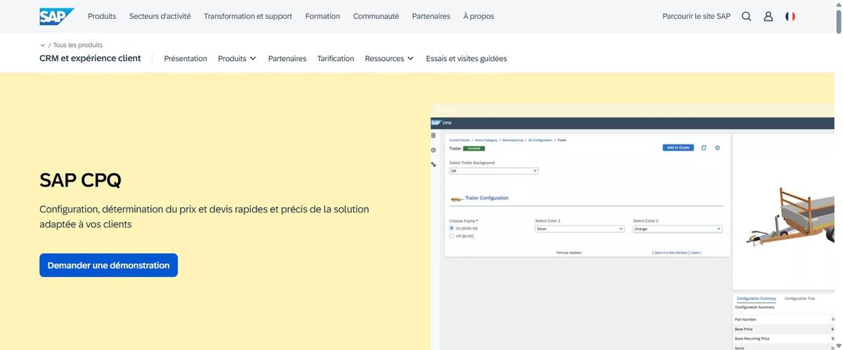 SAP CPQ pour la configuration et le chiffrage de produits complexes