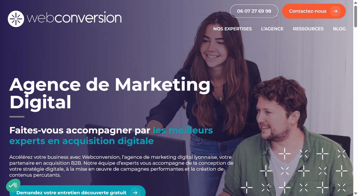 Page d’accueil de Webconversion, agence SEO-GEO lyonnaise spécialisée en B2B