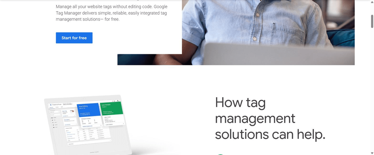 Espace de travail Google Tag Manager avec gestion des versions et suivi de l'historique des modifications du conteneur