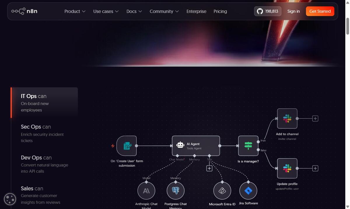 Workflow no-code n8n reliant un formulaire, un agent IA et plusieurs applications pour automatiser un devis