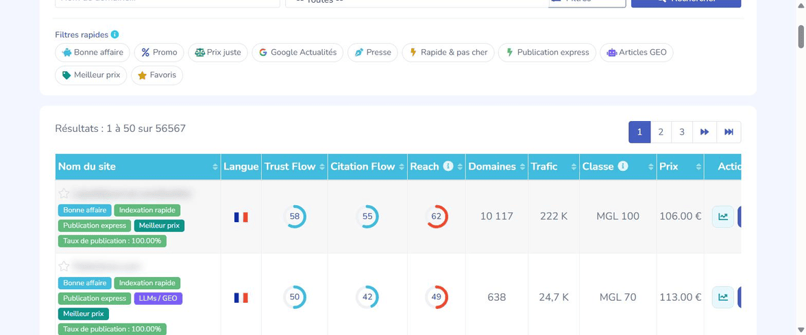 Catalogue MisterGoodLink avec badges Bonne affaire, Prix juste et classe MGL